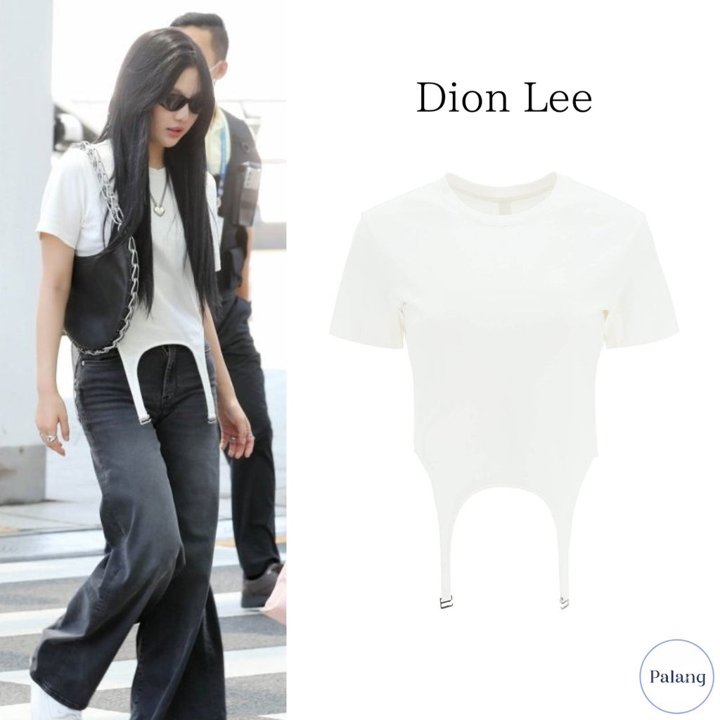 【aespa ニンニン】DION LEE ガーター カットアウト クルーネック Tシャツ - Palang ‐ KpopFashionStore