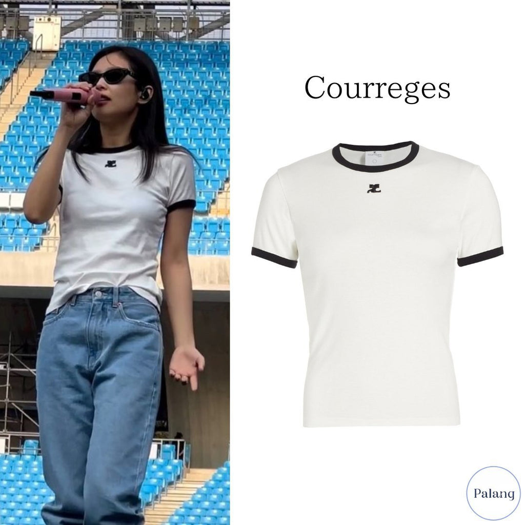 【BLACKPINK ジェニ】Courreges ホワイト Bumpy Tシャツ - Palang ‐ KpopFashionStore