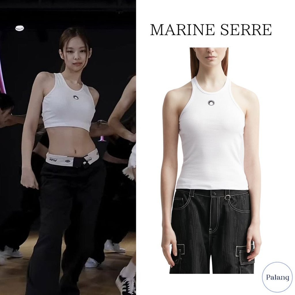 【BLACKPINK ジェニ】 MARINE SERRE ロゴ フィットタンクトップ - Palang ‐ KpopFashionStore