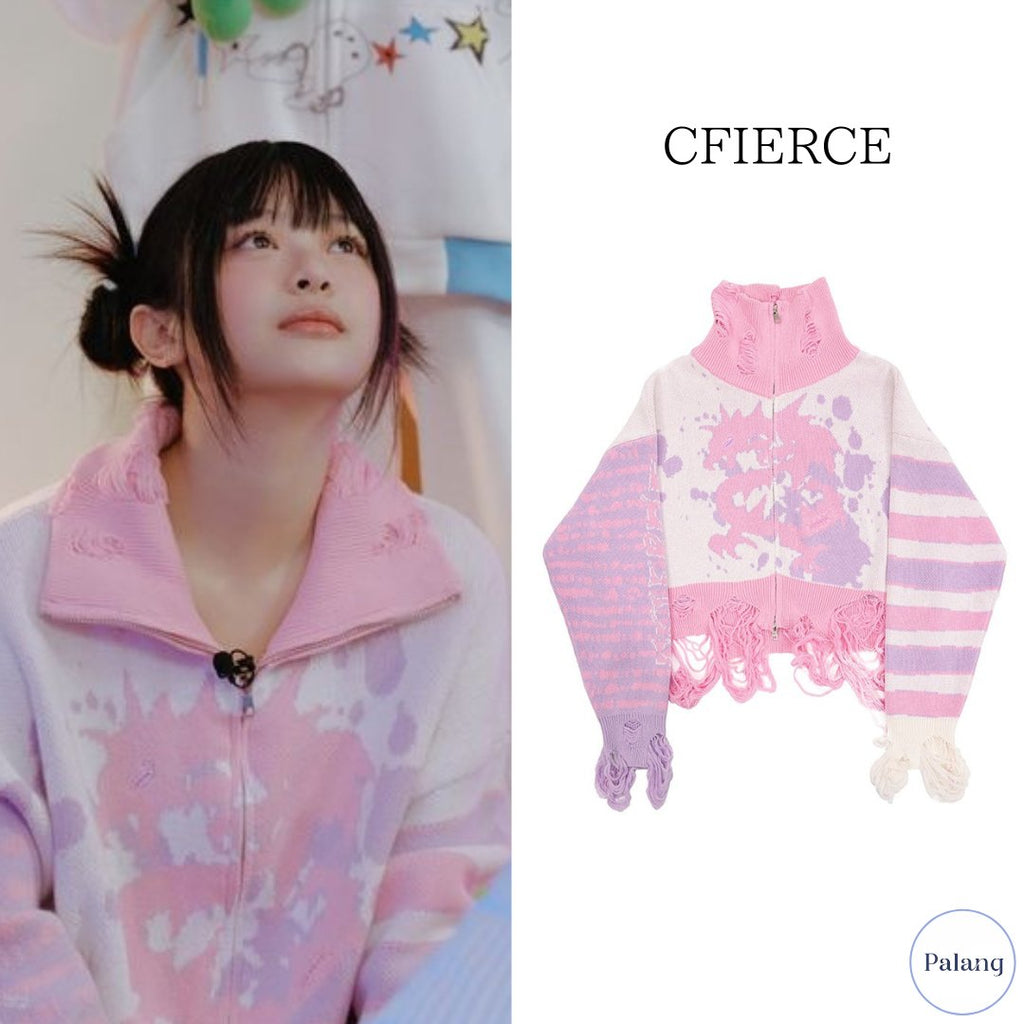 【NewJeans ハニ】CFIERCE DRAGON ZIP UP SWEATER - Palang ‐ KpopFashionStore