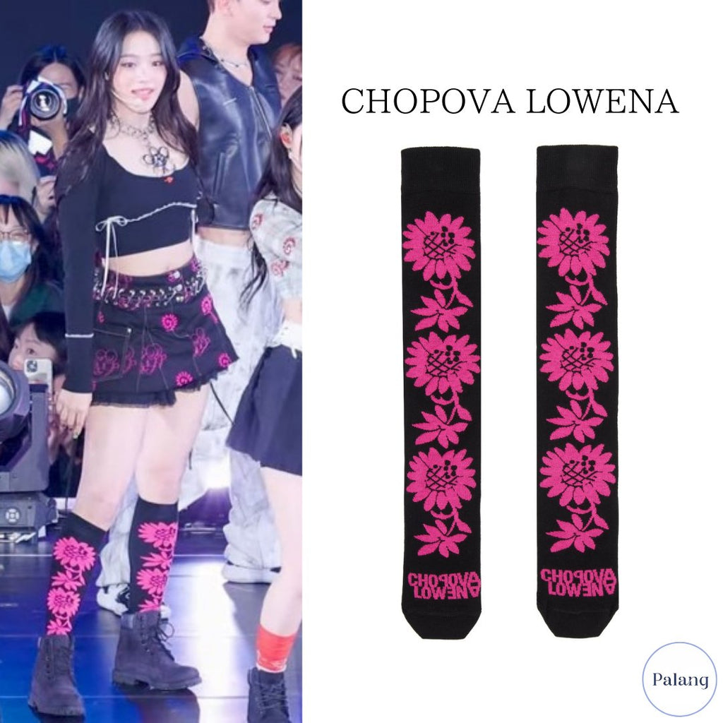 【NewJeans ミンジ】Chopova Lowena ブラック＆ピンク Sunflower ソックス - Palang ‐ KpopFashionStore