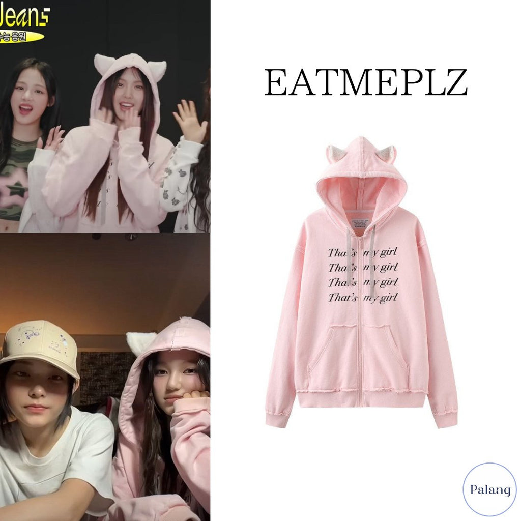 【NewJeans ヘイン・ダニエル】EATMEPLZ PINK KITTY HOODIE - Palang ‐ KpopFashionStore