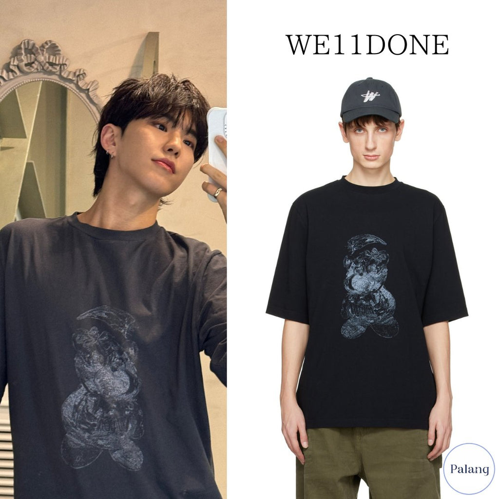 【SEVENTEEN ホシ】WE11DONE ブラック オーバーダイ Tシャツ - Palang ‐ KpopFashionStore