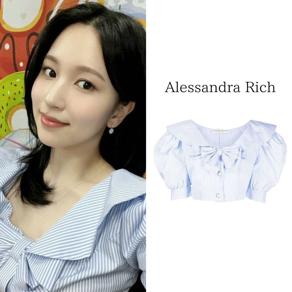 【TWICE ミナ】Alessandra Rich ストライプ ブラウス - Palang ‐ KpopFashionStore