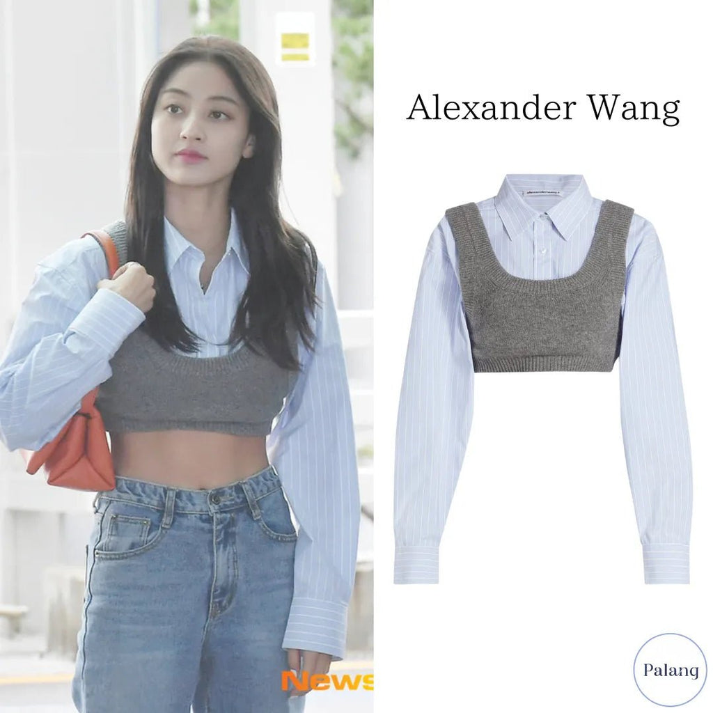 【TWICE ジヒョ】Alexander Wang レイヤード ニット シャツ - Palang ‐ KpopFashionStore