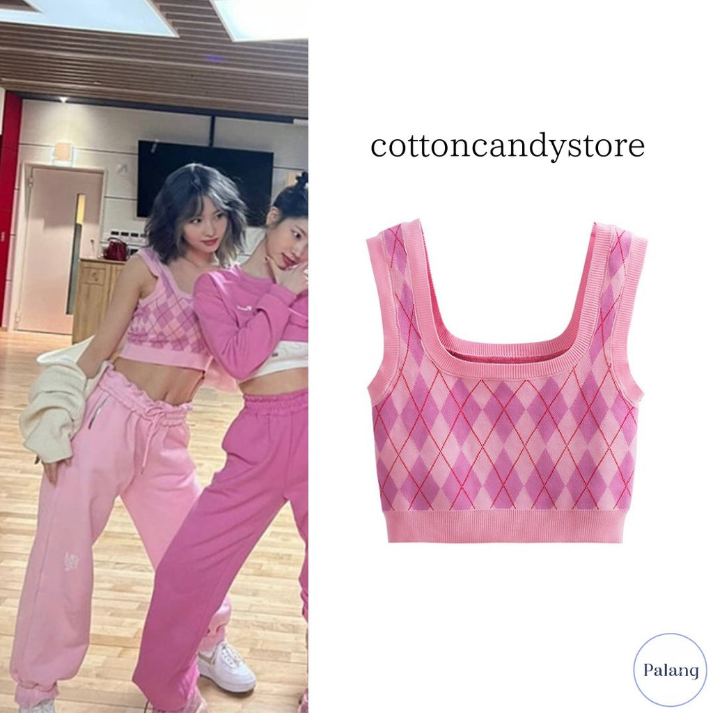 【TWICE モモ】cottoncandystore アーガイル ベスト - Palang ‐ KpopFashionStore