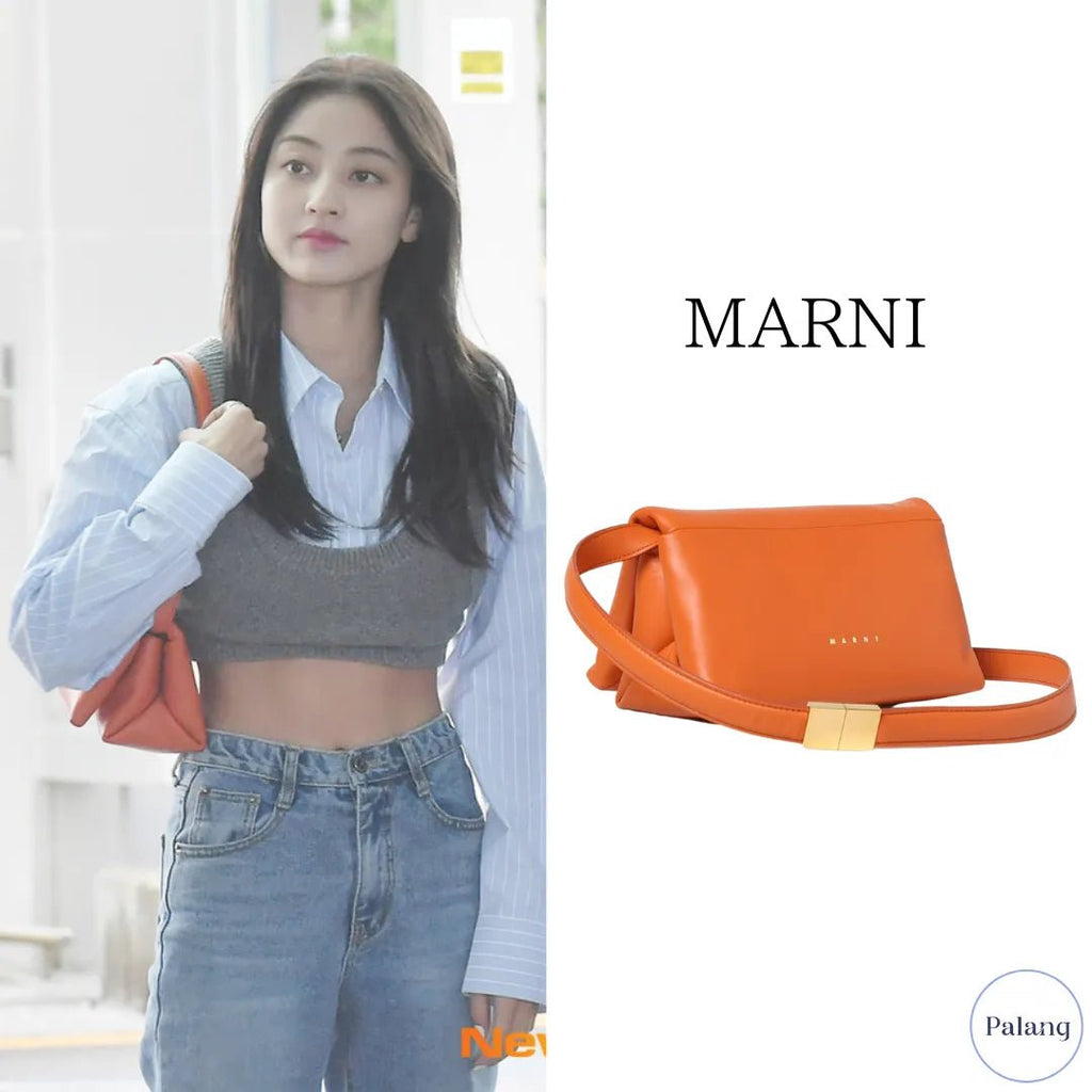 【TWICE ジヒョ】MARNI オレンジ カーフスキン PRISMA スモールバッグ - Palang ‐ KpopFashionStore