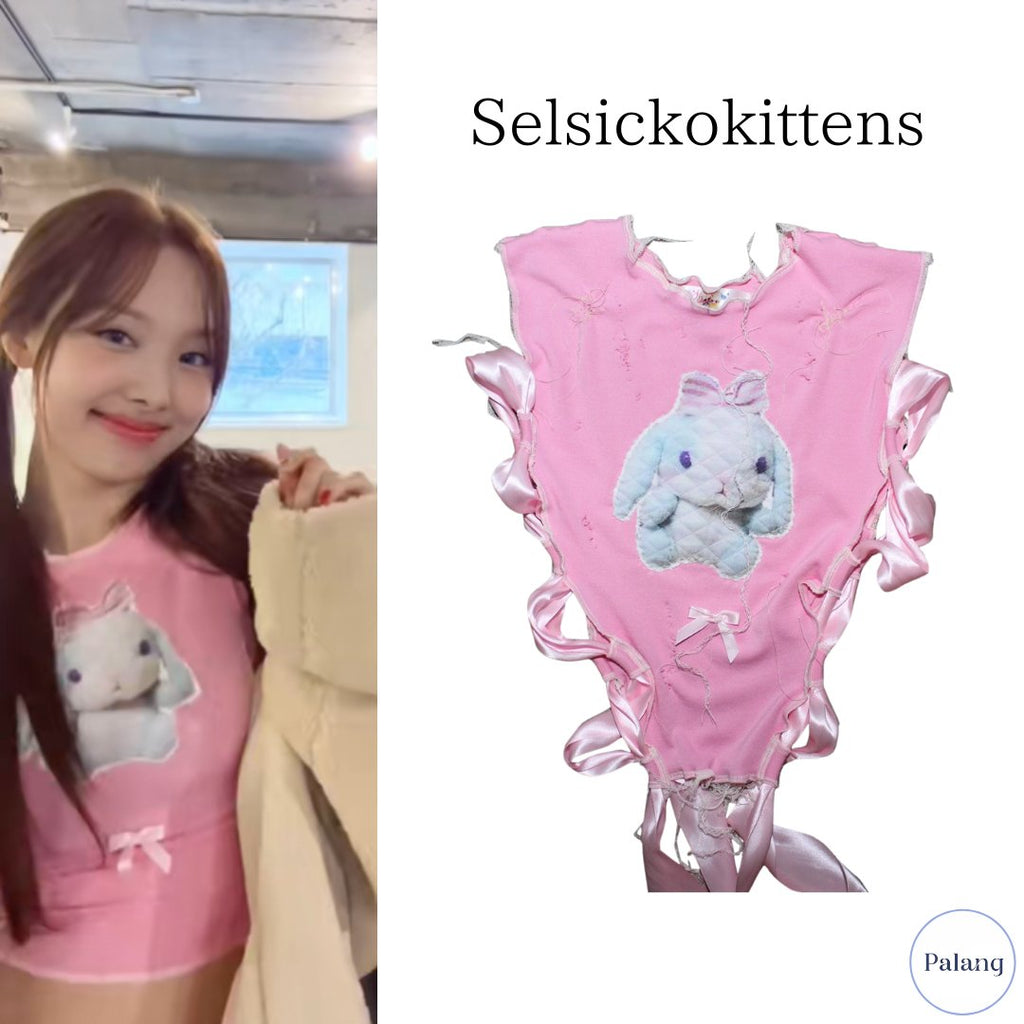 【TWICE ナヨン】sickokittens pink rice top - Palang ‐ KpopFashionStore